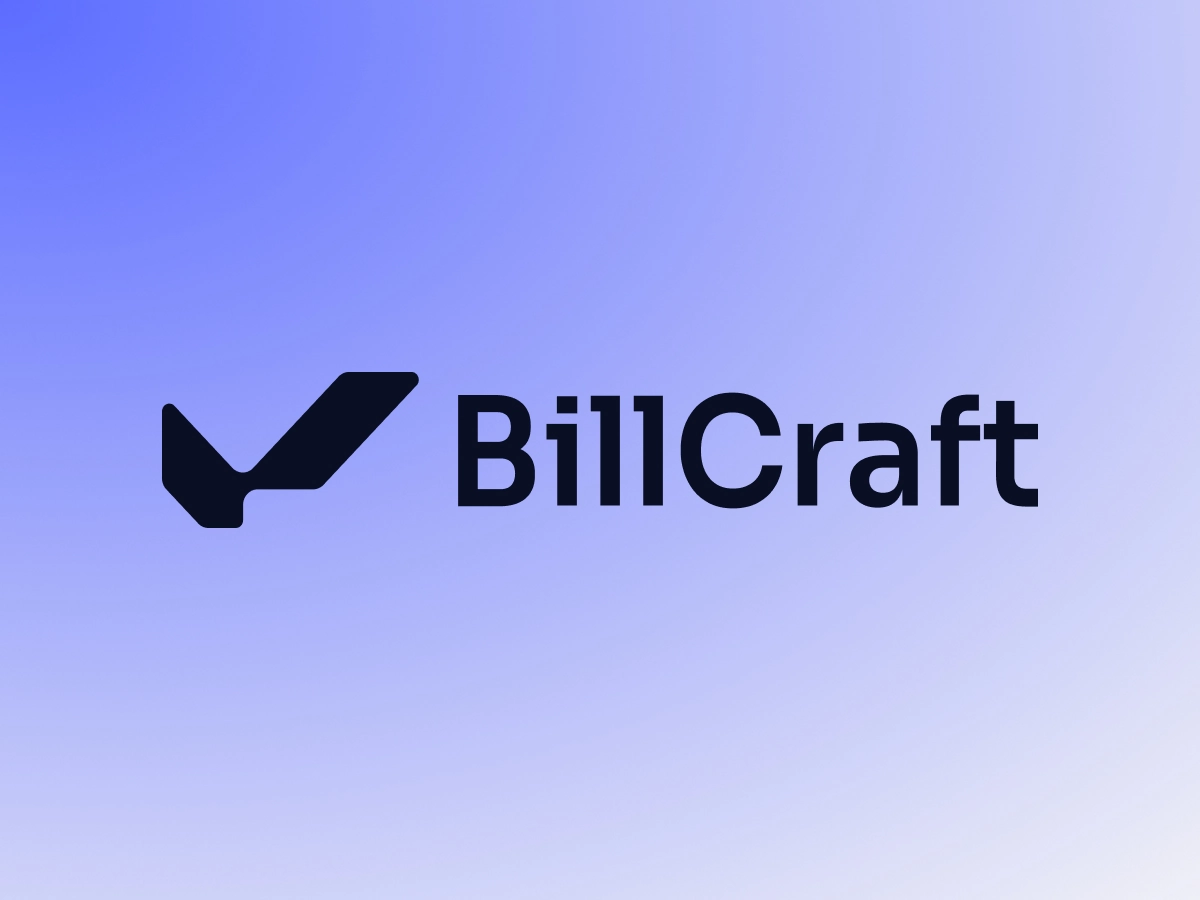 BillCraft-Marke auf hellem Verlauf